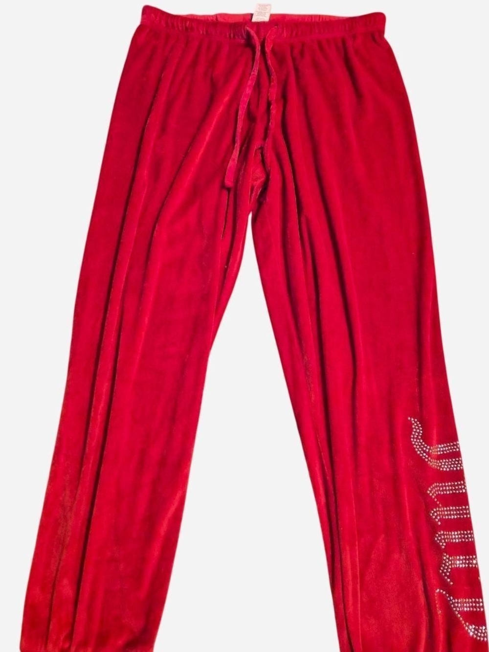 Juicy Couture Red Velvet Joggers with Embellished Logo